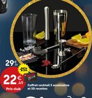 Coffret cocktail 5 accessoires et 50 recettes dans le catalogue Maxi Bazar