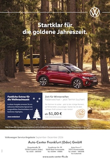 Volkswagen Frankfurt Prospekt der aktuellen Woche, gültig von 01.09.2026 bis 31.12.2026 Aktueller Volkswagen Frankfurt Prospekt "Herbst im Kopf. Sicherheit im Auto." mit 1 Seite