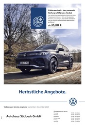 Aktueller Volkswagen Werkstatt & Auto Prospekt in Emstek und Umgebung, "Herbstliche Angebote." mit 1 Seite, 01.09.2025 - 30.11.2025