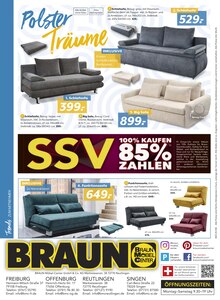 Couch im BRAUN Möbel-Center Prospekt "SSV - VERKAUF SOLANGE DER VORRAT REICHT" mit 16 Seiten (Reutlingen)