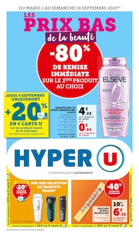 Prospectus Hyper U à Franqueville-Saint-Pierre, "LES PRIX BAS de la beauté", 56 pages de promos valables du 02/09/2025 au 14/09/2025