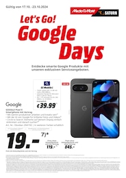 Aktueller MediaMarkt Saturn Elektromärkte Prospekt für Neuhofen: Let’s Go! Google Days mit 4} Seiten, 17.10.2024 - 23.10.2024