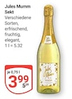 Sekt im Angebot bei GLOBUS in Kaiserslautern Sekt Angebote von Jules Mumm bei GLOBUS Kaiserslautern für 3,99 €
