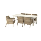 Tisch+6 Armlehnstühle/außen weiß/beige Kunststoffrattan braun/Frösön/Duvholmen beige Angebote von BONDHOLMEN / ULVEVÄR bei IKEA Münster für 1.360,94 €