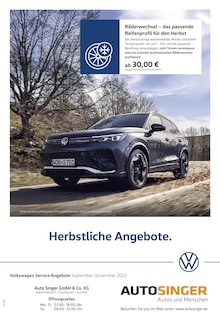Aktueller Volkswagen Prospekt "Herbstliche Angebote." Seite 1 von 1 Seite für Kaufbeuren