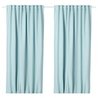 Aktuelles 2 Gardinenschals (abdunk.) weiß/türkis/mit Gardinenband 145x300 cm Angebot bei IKEA in Wuppertal ab 50,99 €