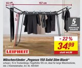 Wäscheständer Pegasus 150 Solid Slim Black Angebote von Leifheit bei toom Baumarkt Osnabrück für 34,99 €