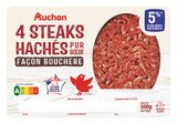Promo 4 STEAKS HACHÉS PUR BŒUF FAÇON BOUCHÈRE à 6,19 € dans le catalogue Auchan Supermarché à Rue