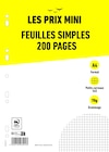 feuilles simples A4 - 200 pages - petits carreaux (5x5mm) - perforées - Les Prix Mini dans le catalogue Bureau Vallée