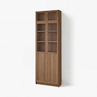Bücherregal mit Vitrinentüren braun Nussbaumnachbildung/Klarglas von BILLY / OXBERG im aktuellen IKEA Prospekt für 214,99 €