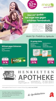 Aktueller mea - meine apotheke Prospekt (Oranienburg, 4 Seiten zum blättern mea - meine apotheke Prospekt Unsere September-Angebote mit 4 Seiten