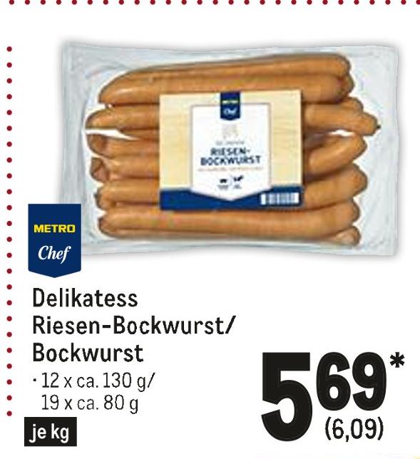 Metro Hamburg - Delikatess Riesen-Bockwurst/Bockwurst Delikatess Riesen-Bockwurst/Bockwurst Angebot bei Metro Hamburg im Prospekt Food