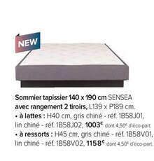 Sommier tapissier 140 x 190 cm Sensea - Gautier à Paris Sommier tapissier 140 x 190 cm Sensea en promo chez Gautier Paris à 1 003,00 €