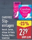 Slip-Einlagen von Carefree im aktuellen ALDI Nord Prospekt
