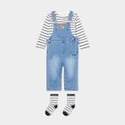 Ensemble 3 pièces salopette jean Creeks bleu marine bébé garçon à 18,19 € dans le catalogue La Halle