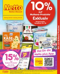 Netto Marken-Discount Prospekt für Hergensweiler: "10% auf Molkerei-Produkte", 2 Seiten, 20.04.2026 - 25.04.2026