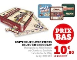 Boîte de jeu avec pièces de jeu en chocolat dans le catalogue Super U