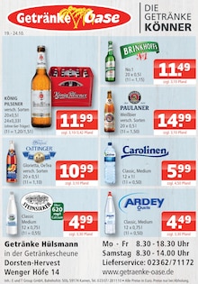Bier im Getränke Oase Prospekt "Aktuelle Angebote" mit 1 Seiten (Marl)