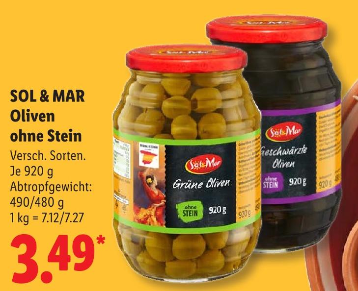 Geschwärzte Oliven ohne Stein