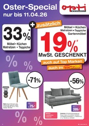 Aktueller Opti-Wohnwelt Möbel & Einrichtung Prospekt in Schondra und Umgebung, "Oster Special" mit 6 Seiten, 01.04.2026 - 11.04.2026