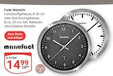 Funk-Wanduhr Kunststoffgehäuse Angebote von manufact bei GLOBUS Wolfenbüttel für 14,99 €