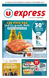 Catalogue Supermarchés de U Express Prospectus U Express, "Les prix bas font les grands Noëls", 16 pages, 29/11/2022 - 10/12/2022