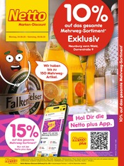 Netto Marken-Discount Discounter Prospekt der aktuellen Woche mit 2 Seiten, gültig von 04.08.2025 bis 09.08.2025, in Neunburg und Umgebung Aktueller Netto Marken-Discount Discounter Prospekt in Neunburg und Umgebung, "10% auf das gesamte Mehrweg-Sortiment" mit 2 Seiten, 04.08.2025 - 09.08.2025