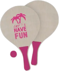 Set de 2 raquettes de plage bois avec balles en promo chez Maxi Bazar Choisy-le-Roi à 3,99 €