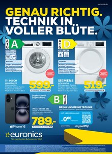 Waschmaschine im EURONICS Prospekt "GENAU RICHTIG. TECHNIK IN VOLLER BLÜTE." mit 12 Seiten (Nettetal)