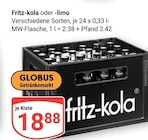 Fritz-kola oder -limo im Angebot bei GLOBUS in Waren Fritz-kola oder -limo Angebote bei GLOBUS Waren für 18,88 €
