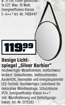 OBI Grevenbroich - Design Lichtspiegel „Silver Barbier“ Design Lichtspiegel „Silver Barbier“ Angebot bei OBI Grevenbroich im Prospekt "ERST MAL FRISCH MACHEN."