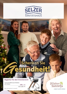 Selzer GmbH Sanitätshaus/Tech. Orthopädie Prospekt der Woche "Schenken Sie Gesundheit!" Seite 1, 12.11.2025 bis 31.01.2026 für Marl Aktueller Selzer GmbH Sanitätshaus/Tech. Orthopädie Prospekt "Schenken Sie Gesundheit!" Seite 1 von 6 Seiten für Marl