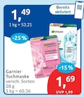 Tuchmaske von Garnier für 1,49 € bei budni im Angebot Tuchmaske von Garnier im aktuellen budni Prospekt