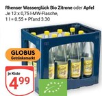 Wasserglück Bio Zitrone oder Apfel im Angebot bei GLOBUS in Homburg Wasserglück Bio Zitrone oder Apfel Angebote von Rhenser bei GLOBUS Homburg für 4,99 €