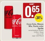 Aktuelles Coca Cola, Mezzo Mix, Fanta oder Sprite Angebot bei WEZ in Löhne ab 0,65 €