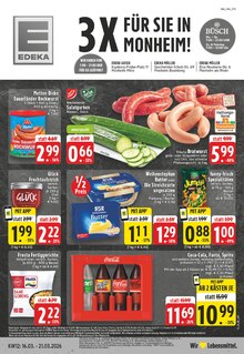 Coca Cola im EDEKA Prospekt "Aktuelle Angebote" mit 24 Seiten (Monheim (Rhein))