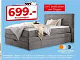 Aktuelles Boxspringbett Janett Angebot bei Segmüller in Frankfurt (Main) ab 699,00 €