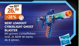 NERF LOADOUT CYBERLIGHT GHOST BLASTER von Hasbro für 26,99 € bei Müller im Angebot NERF LOADOUT CYBERLIGHT GHOST BLASTER von Hasbro im aktuellen Müller Prospekt