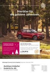 Volkswagen Werkstatt & Auto Prospekt der aktuellen Woche mit 1 Seite, gültig von 01.09.2026 bis 31.12.2026, in Scheinfeld und Umgebung Aktueller Volkswagen Werkstatt & Auto Prospekt in Scheinfeld und Umgebung, "Herbst im Kopf. Sicherheit im Auto." mit 1 Seite, 01.09.2026 - 31.12.2026
