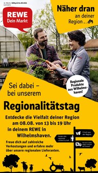 REWE Prospekt der Woche "Dein Markt" Seite 1, 04.08.2025 bis 09.08.2025 für Wilhelmshaven Aktueller REWE Prospekt "Dein Markt" Seite 1 von 32 Seiten für Wilhelmshaven