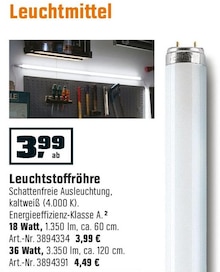 OBI Bad Saulgau - Leuchtstoffröhre Leuchtstoffröhre Angebot bei OBI Bad Saulgau im Prospekt "MACH’S DIR GEMÜTLICH."