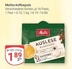 Kaffeepads Auslese Klassisch im Angebot bei GLOBUS in Hofheim Kaffeepads Auslese Klassisch Angebote von Melitta bei GLOBUS Hofheim für 1,89 €