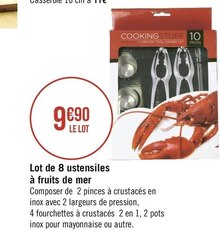 Service dans le catalogue Géant Casino Lot de 8 ustensiles à fruits de mer à 9,90 € en promo chez Géant Casino