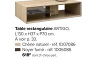 Table rectangulaire Artigo - Gautier à Lille Table rectangulaire Artigo en promo chez Gautier Lille à 618,00 €
