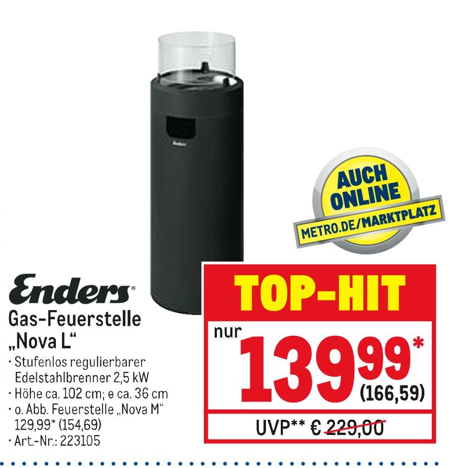 Metro Hamburg - Gas-Feuerstelle „Nova L/M“ Gas-Feuerstelle „Nova L/M“ Angebot bei Metro Hamburg im Prospekt Non-Food