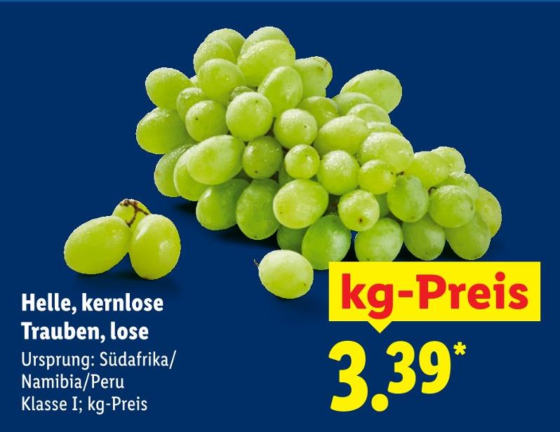 Helle, kernlose Trauben, lose