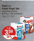 Riegel 18er von Duplo oder Kinder im aktuellen V-Markt Prospekt für 3,59 €