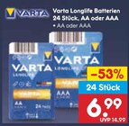 Longlife Batterien im Angebot bei Netto Marken-Discount in Erfurt Longlife Batterien Angebote von Varta bei Netto Marken-Discount Erfurt für 6,99 €