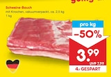 Aktuelle Schweinefleisch Angebote bei Netto Marken-Discount in Leipzig Aktuelles Schweine-Bauch Angebot bei Netto Marken-Discount in Leipzig ab 3,99 €