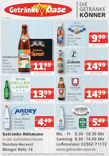 Krombacher im Getränke Oase Prospekt "Aktuelle Angebote" mit 1 Seiten (Marl)